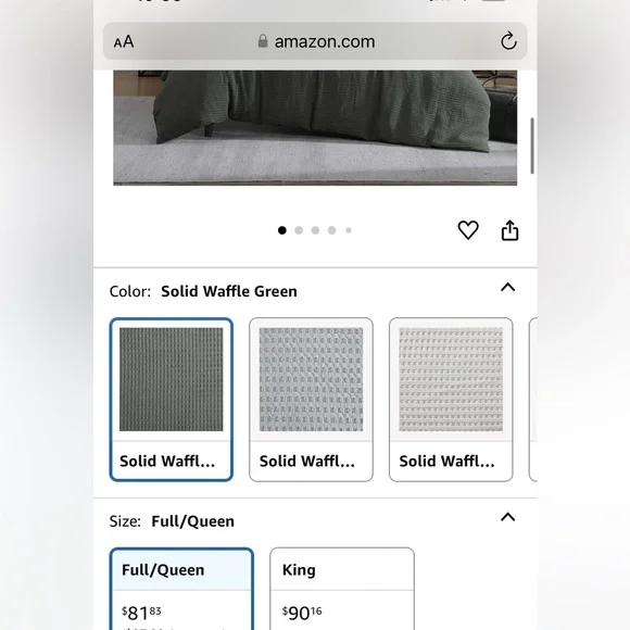 Green Waffle Weave duvet Set - Picture 2 of 2